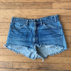 Vintage big E Levi cut off denim shorts